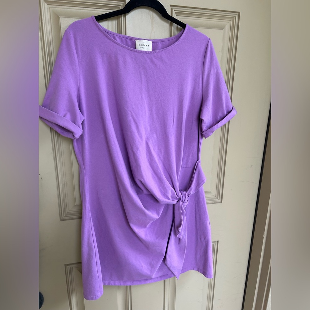 Sézane Bateau Neckline Mini Dress purple size XXL - Picture 6 of 11